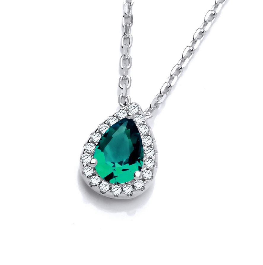 Coe & Co Emerald Green Cz Pendant with Chain