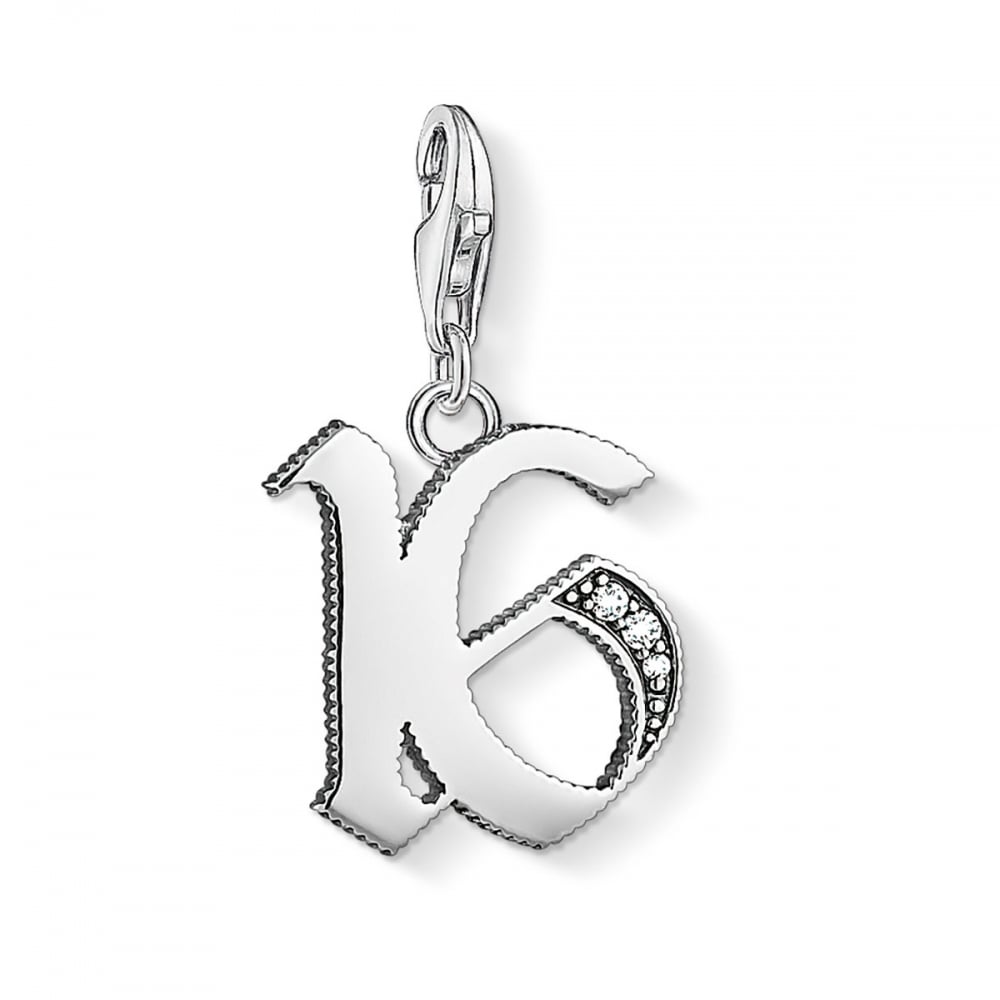 Thomas Sabo Silver 16 Vintage Lucky Number Pendant Charm