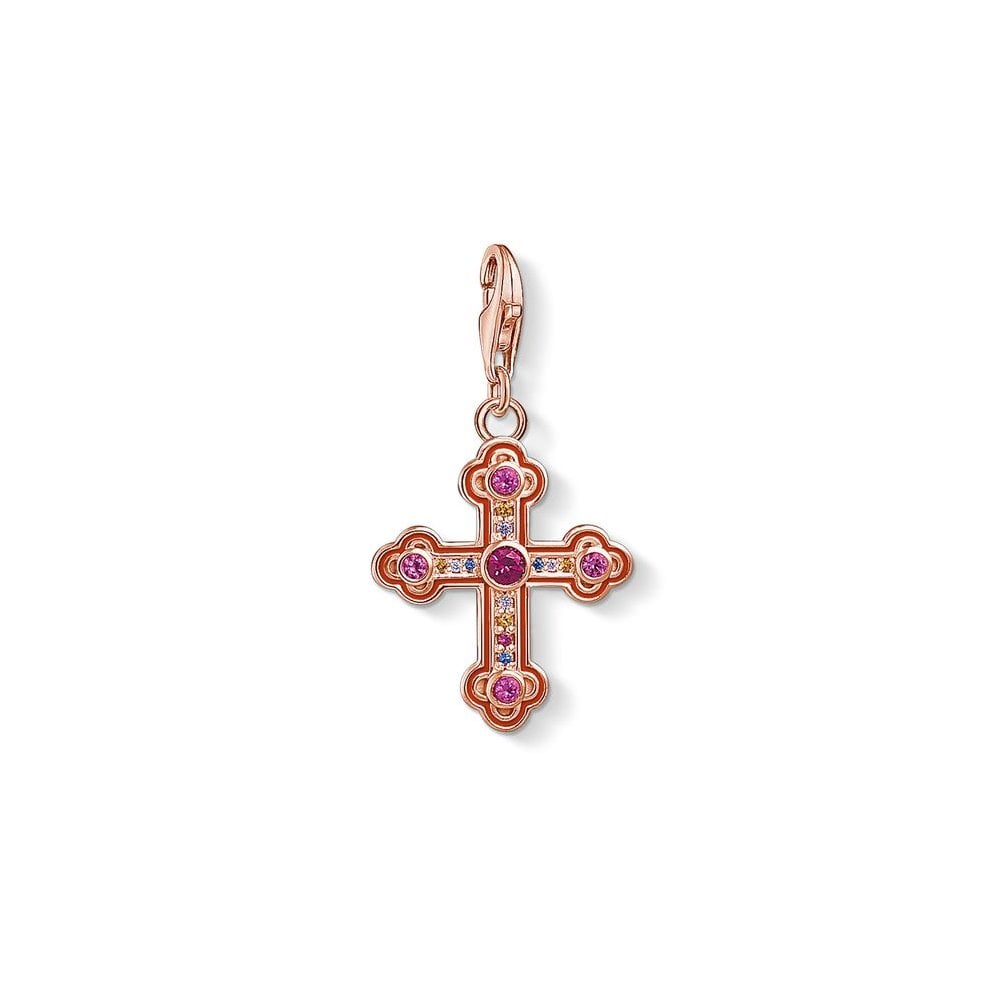 Thomas Sabo Rose Gold Plated Victorian Cross Pendant Charm