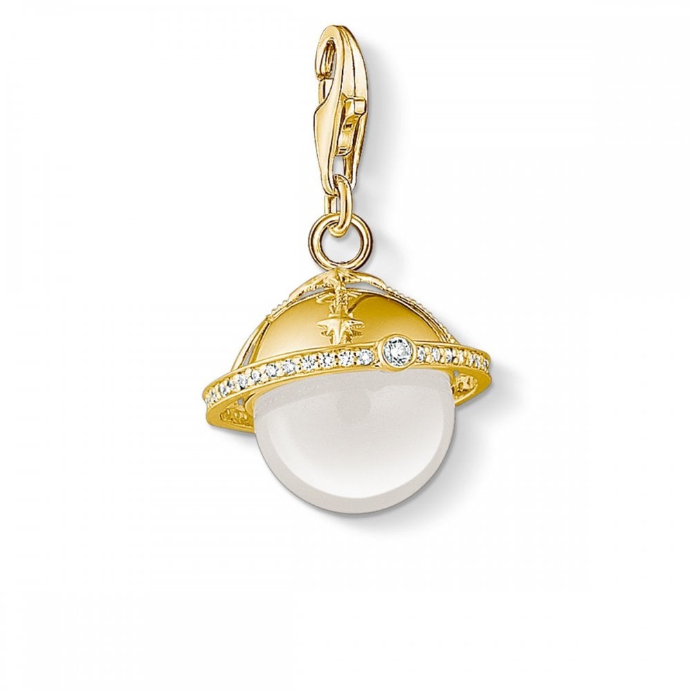 Thomas Sabo Sterling Silver Golden Planet Quartz Pendant Charm