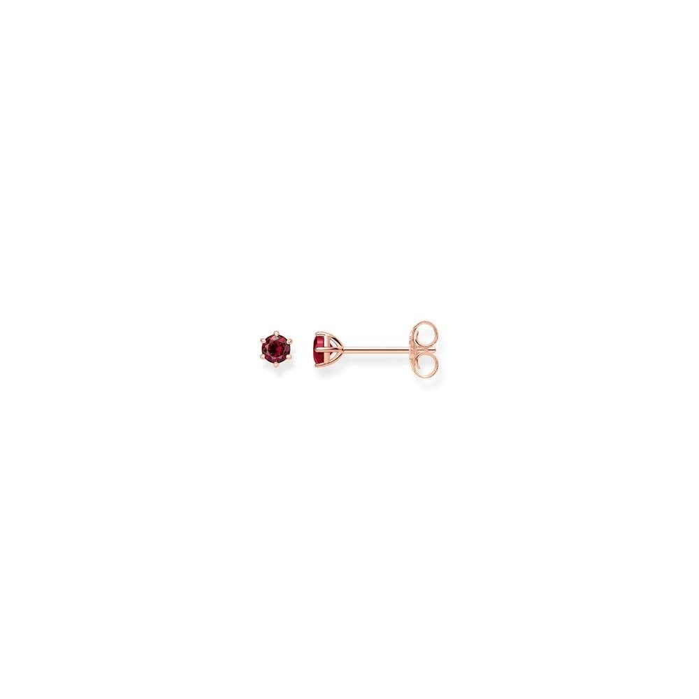 Thomas Sabo Red Stone Rose Gold Ear Studs