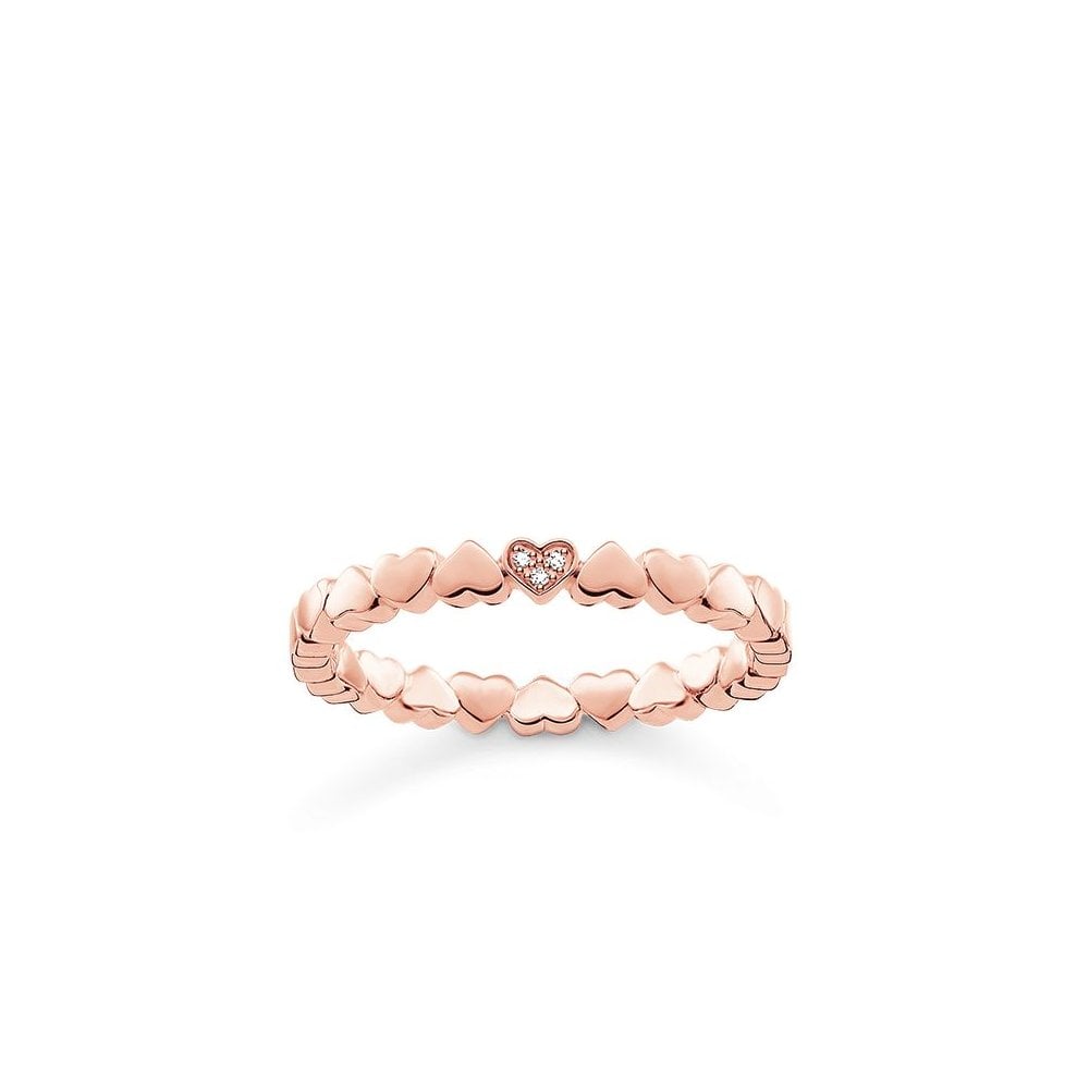 Thomas Sabo Rose Gold Heart Ring With Diamond