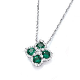 Coe & Co Green Four Leaf Clover Silver Necklace