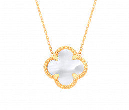 9ct Yellow Gold Mother of Pearl Clover Necklace