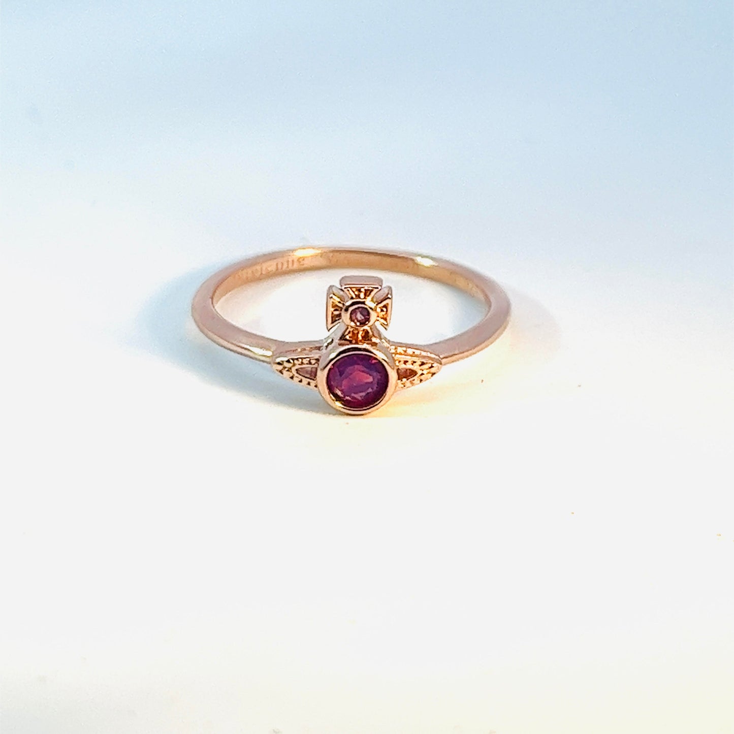 Vivienne Westwood London Orb Rose Gold and Purple CZ Ring