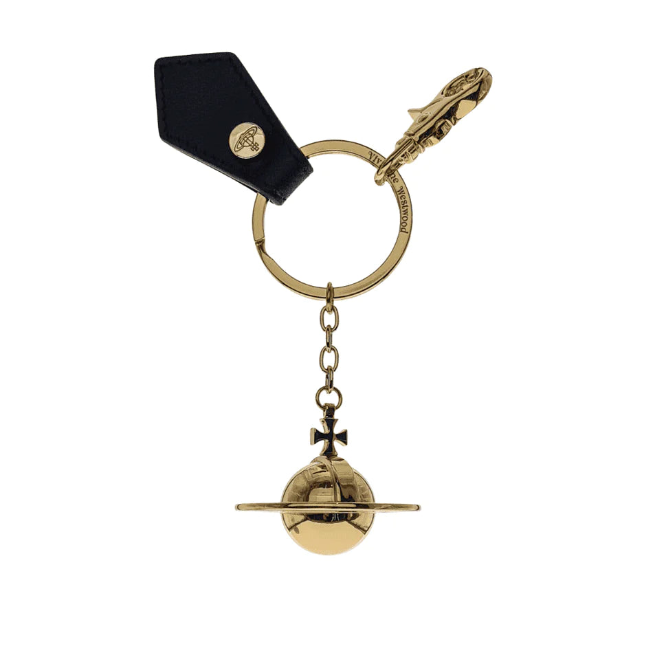 Vivienne Westwood  82030078 Saffiano Black & Gold 3D Orb Keyring