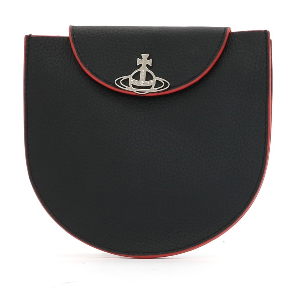 Vivienne Westwood Red & Black Duo Grain Half Moon Saddle Bag