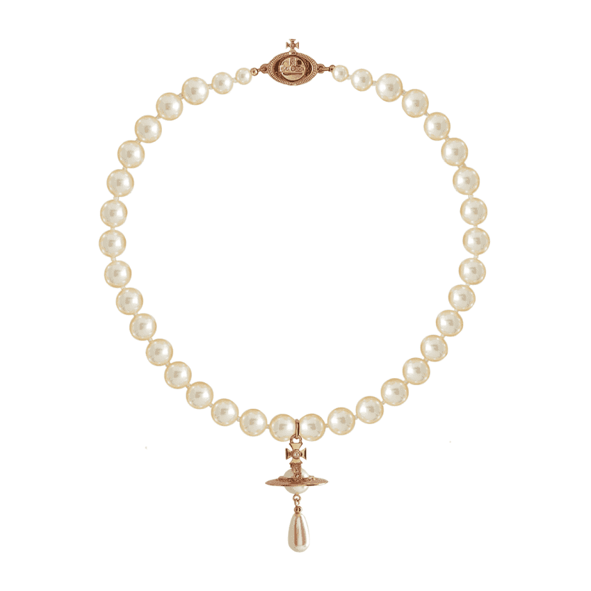 Vivienne Westwood Rose Gold Tone One Row Pearl Drop Choker