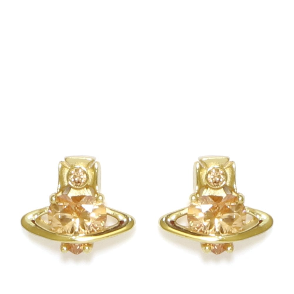 Vivienne Westwood Leonor Earrings Gold with Champagne CZ