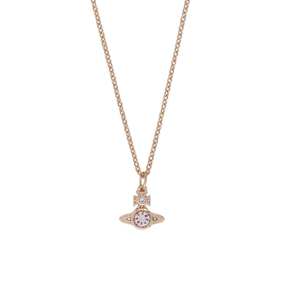 Vivienne Westwood London Orb Rose Gold and Milky Purple CZ Pendant