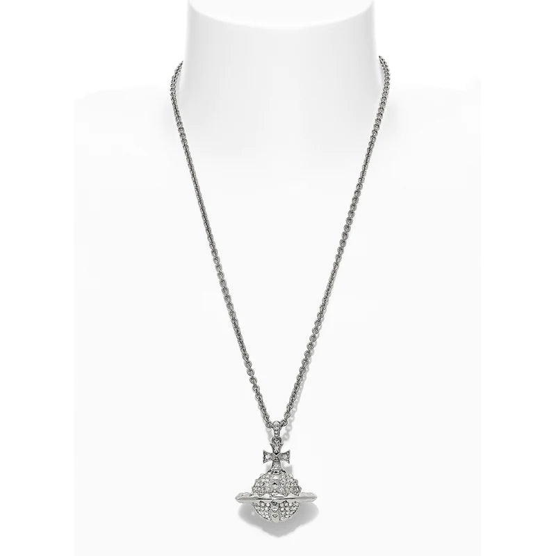 Vivienne Westwood Mayfair Large Orb Rhodium/Crystal Necklace