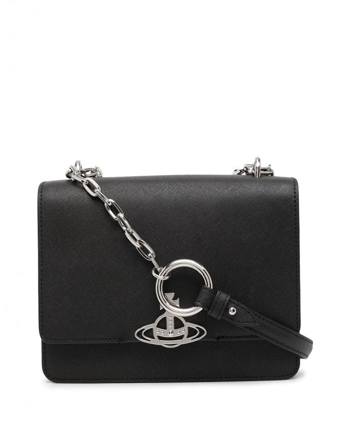 Vivienne Westwood Debbie Medium Bag with Flap in Black