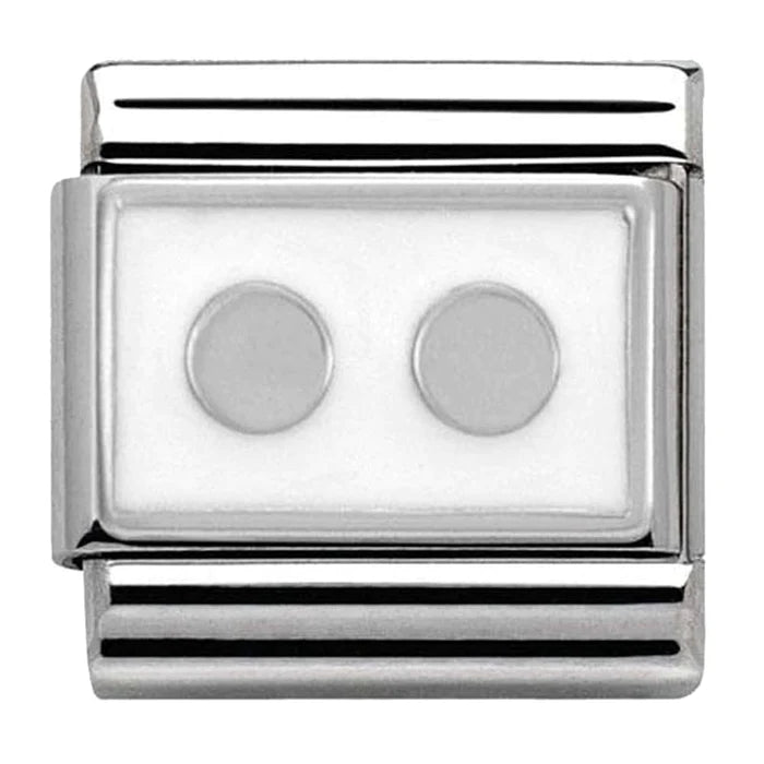 Nomination Classic Stainless Steel Two Dots White Charm Link