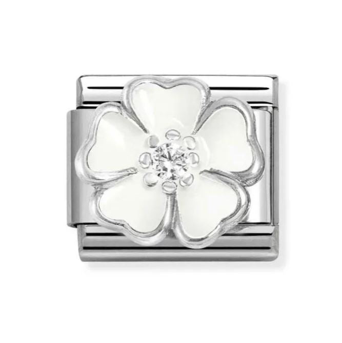 Nomination Classic Silver White Flower with CZ Charm