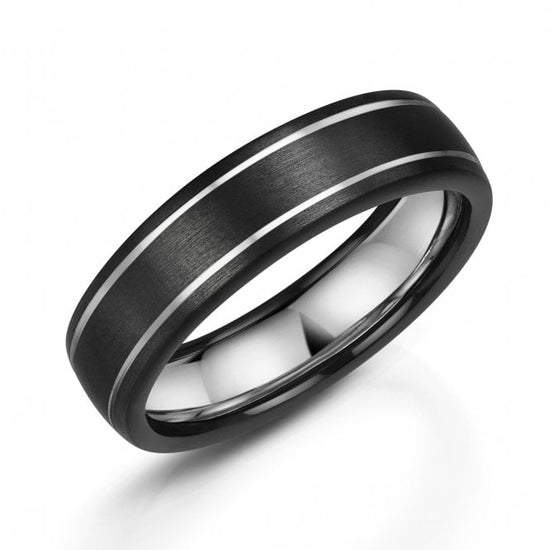 Zedd Zander Zirconium Sterling Silver 6mm Wedding Ring