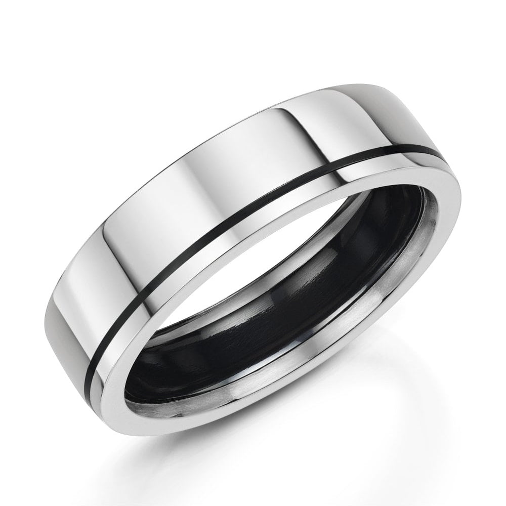 Zedd Zirconium & Silver 6mm Wedding Ring