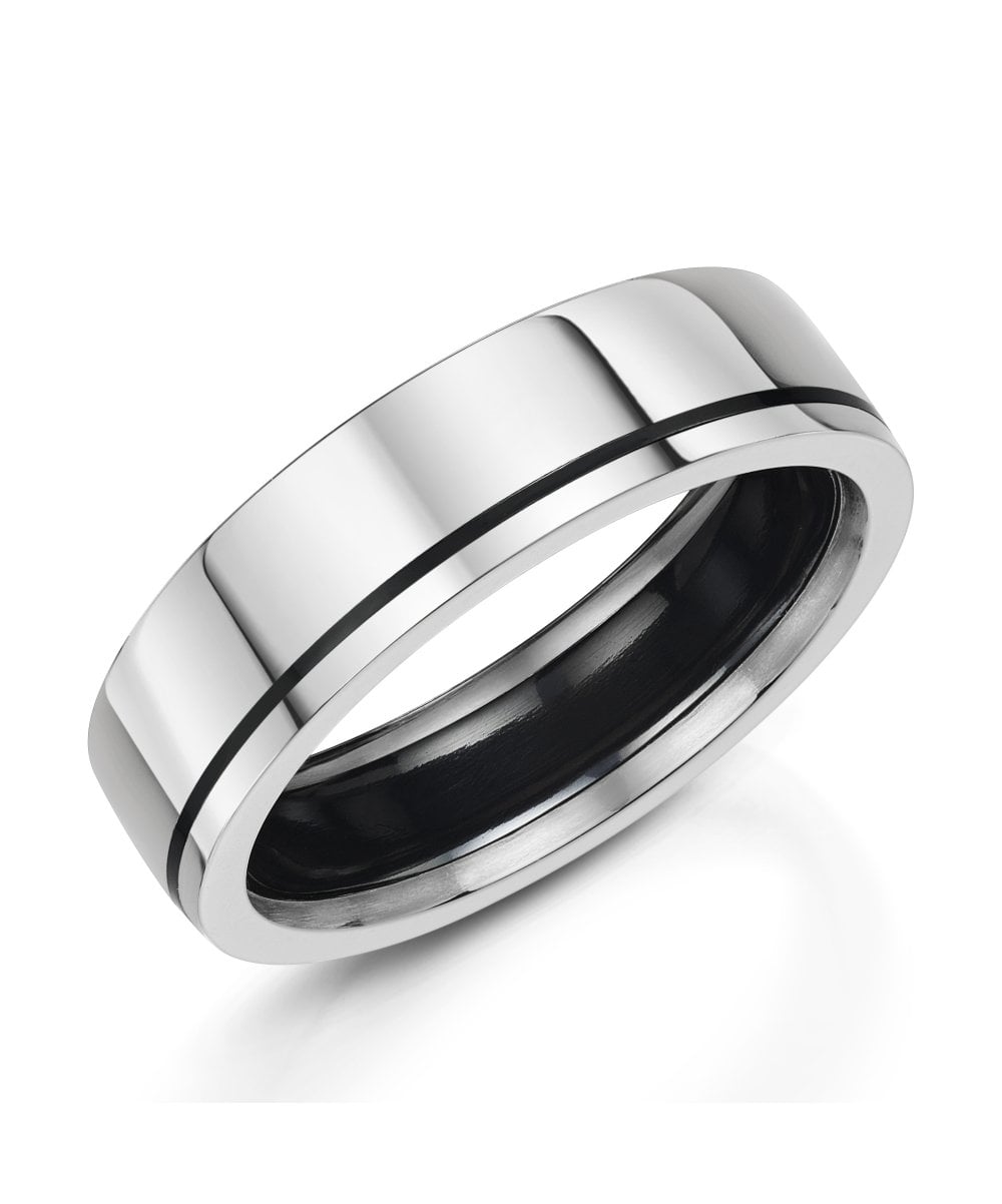 Zedd Zirconium & Silver 6mm Wedding Ring