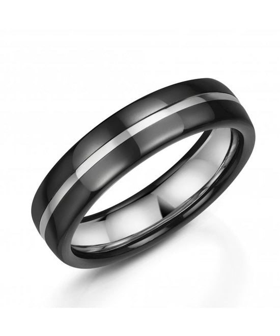 Zedd 6mm Zirconium & 9ct White Gold Men's 6mm Wedding Ring