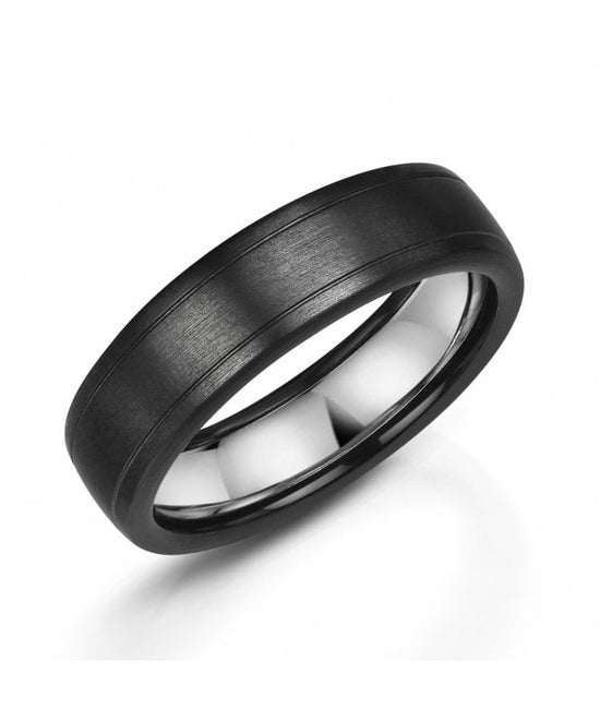 Zedd Zirconium 6mm Patterned Wedding Ring
