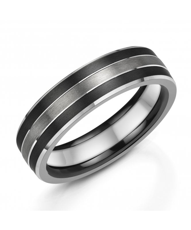 Zedd Zirconium & Platinum 6mm Two Tone Wedding Ring