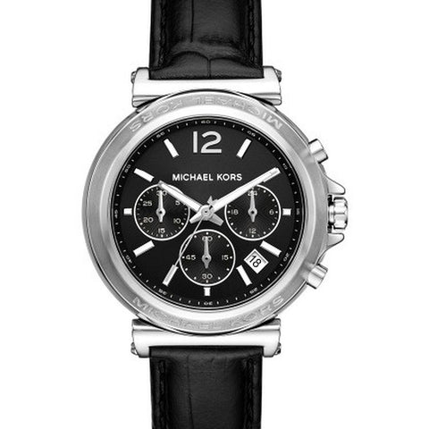 Michael Kors Maren Chronograph Black Leather Gents Watch