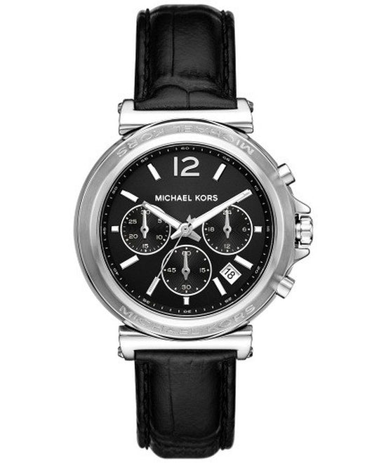 Michael Kors Maren Chronograph Black Leather Gents Watch