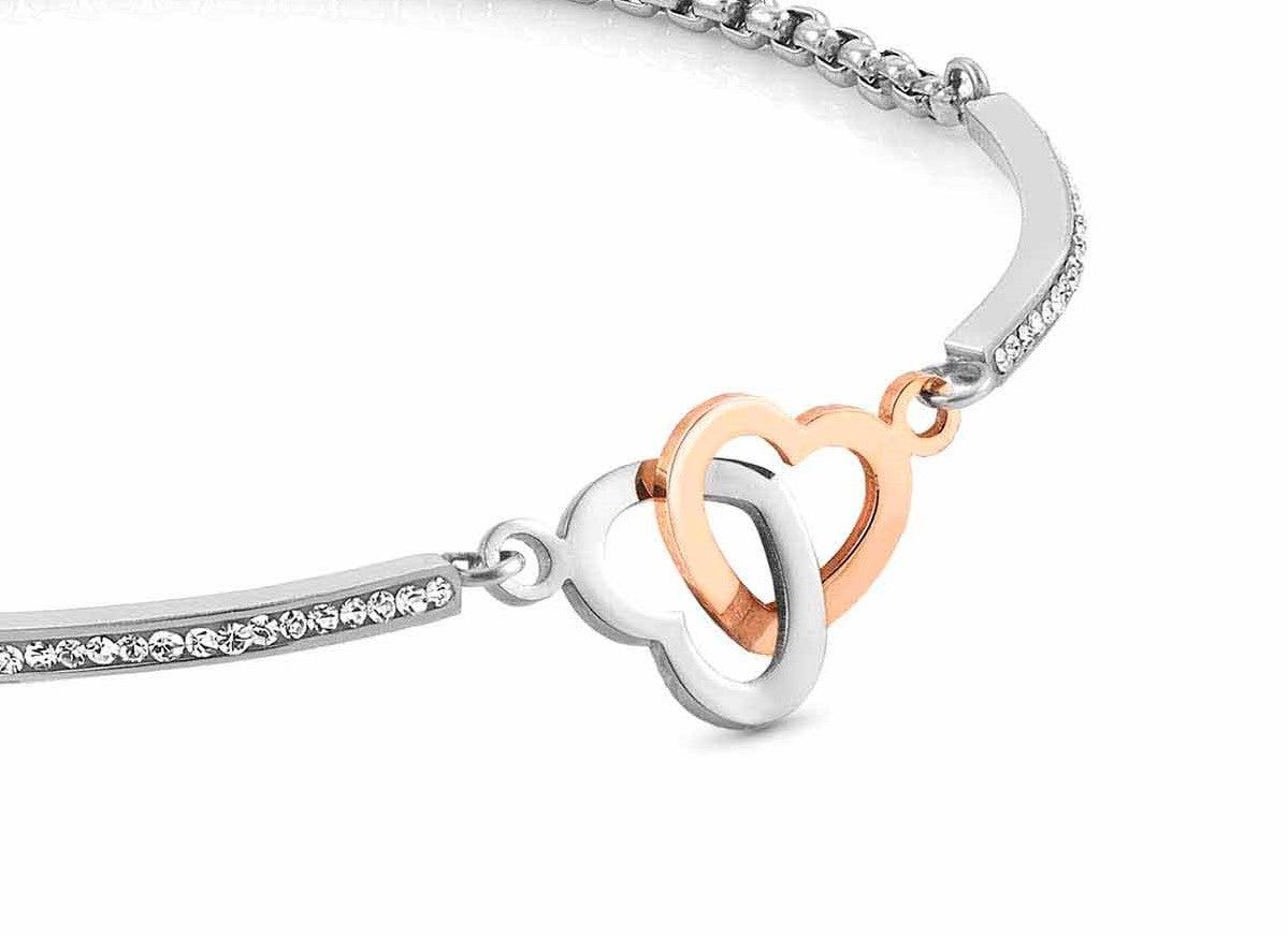 Nomination Milleluci Bracelet with CZ Rose Gold Double-Hearts