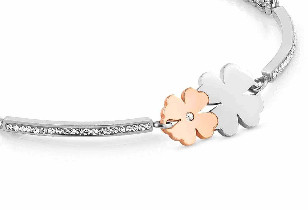 Nomination Milleluci Bracelet with CZ Rose Gold Double-Shamrocks