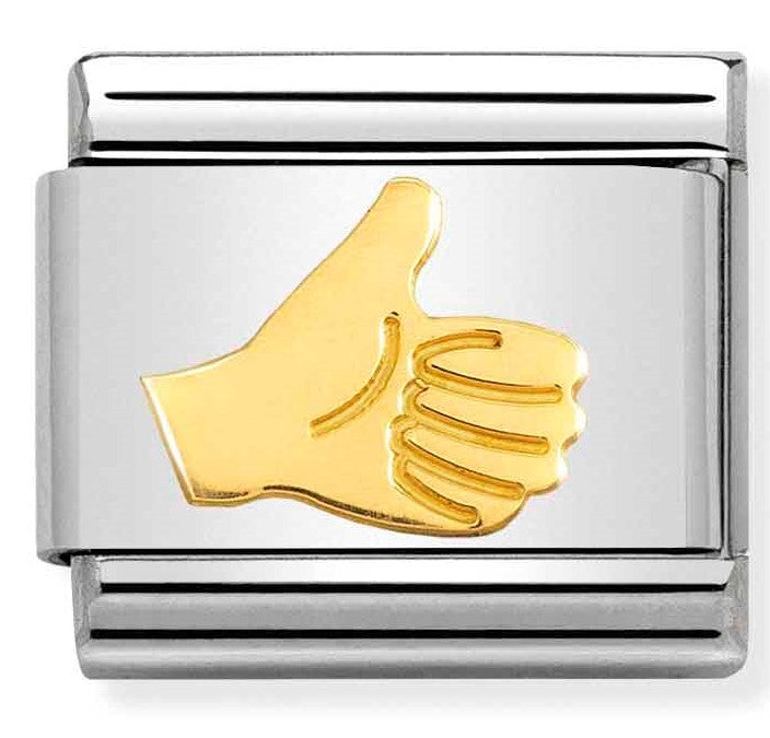 Nomination Classic Link with Thumb Up in Yellow Gold Tone