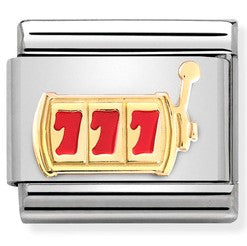 Nomination Classic Link with Enamel Slot Machine in Yellow Gold Tone
