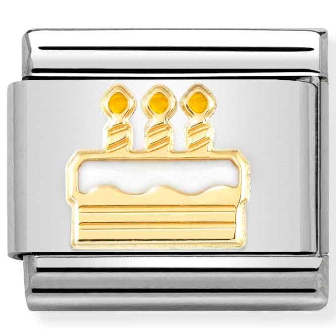 Nomination Classic Link with Enamel Birthday Cake in Yellow Gold Tone