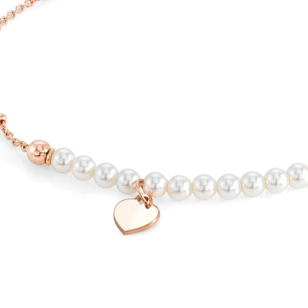 Nomination Melodie Bracelet with White Pearls & Rose Heart in Rose Gold Tone