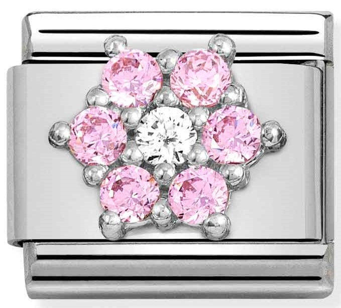 Nomination Classic Link with CZ Pink & White Flower