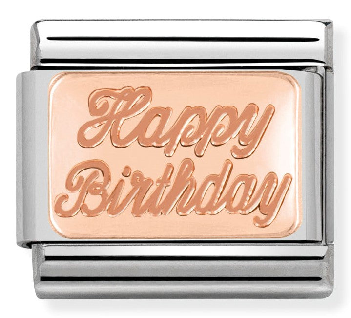 Nomination Classic Link with 'Happy Birthday' in Rose Gold Tone