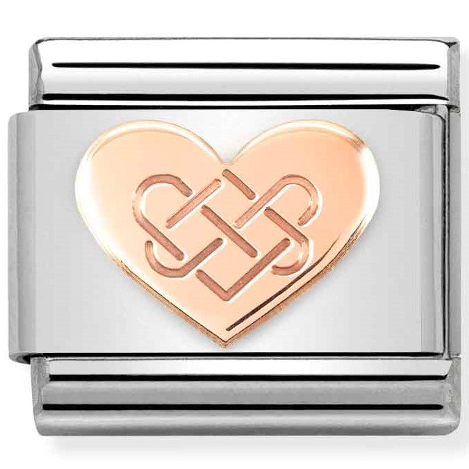 Nomination Classic Link with Celtic Knot Heart in Rose Gold Tone