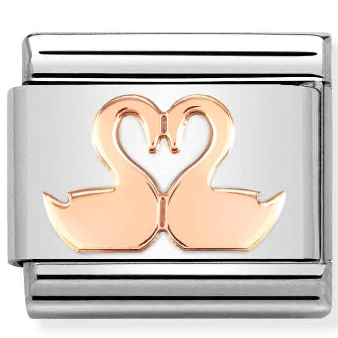 Nomination Classic Link with Swans in Rose Gold Tone