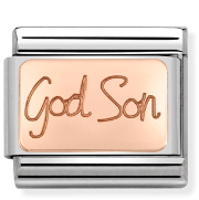 Nomination Classic Link with 'God Son' in Rose Gold Tone