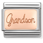 Nomination Classic Link with 'Grandson' in Rose Gold Tone