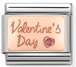 Nomination Classic Link with 'Valentine's Day' & CZ Stone in Rose Gold Tone