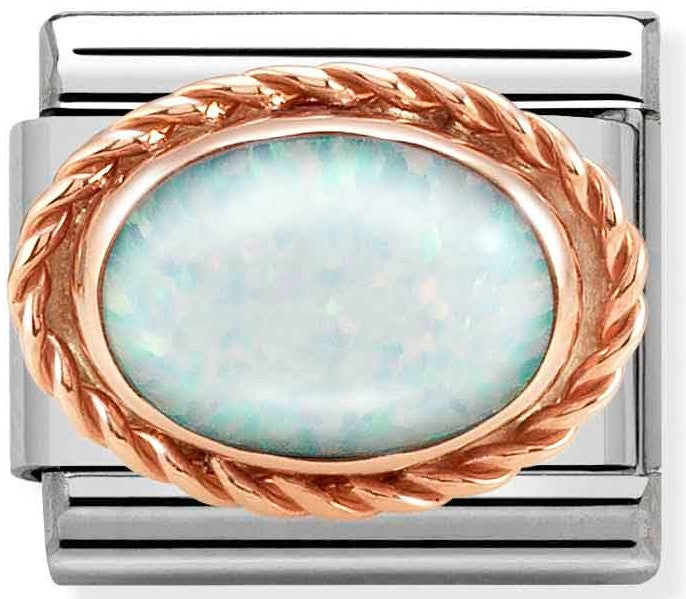 Nomination Classic Link with Oval White Opal in Rose Gold Tone