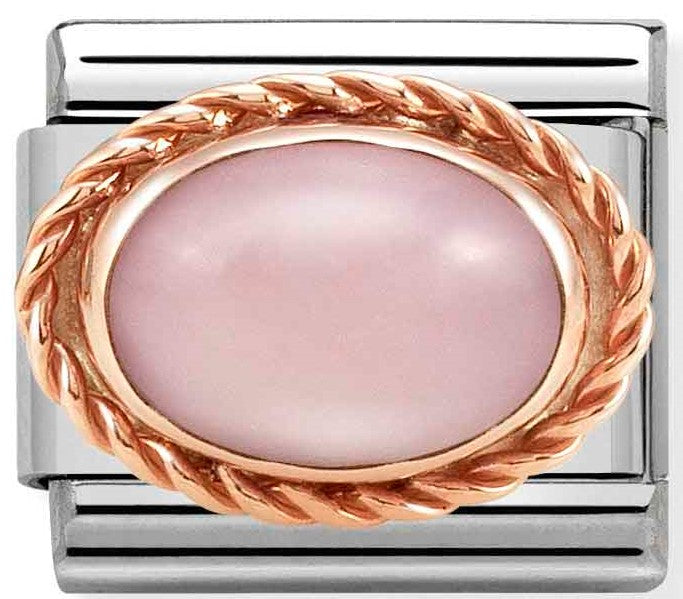 Nomination Classic Link with Oval Pink Opal in Rose Gold Tone