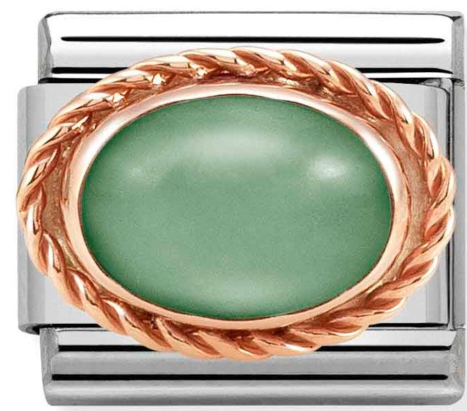 Nomination Classic Link with Oval Green Avventurina in Rose Gold Tone