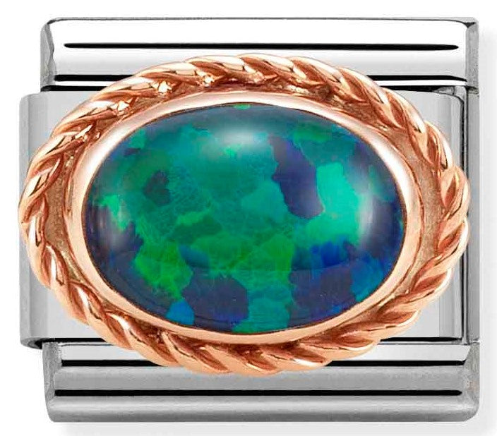 Nomination Classic Link with Oval Green Opal in Rose Gold Tone