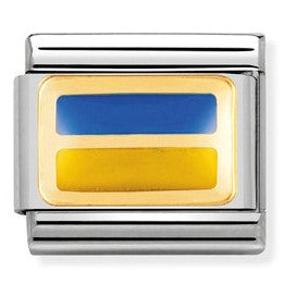 Load image into Gallery viewer, Nomination Classic Link with Enamel Ukraine Flag in Yellow Gold Tone
