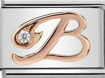 Nomination Classic Link with CZ Letter 'B' in Rose Gold Tone