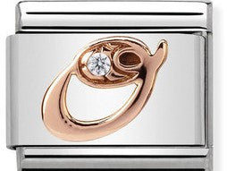 Nomination Classic Link with CZ Letter 'O' in Rose Gold Tone