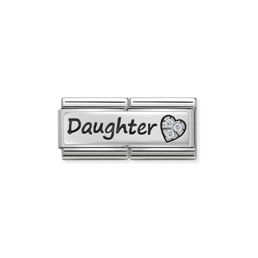 Nomination Double Link with 'Daughter' & CZ Heart