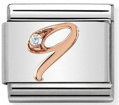 Nomination Classic Link with CZ Number '9' in Rose Gold Tone