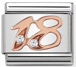 Nomination Classic Link with CZ Number '18' in Rose Gold Tone