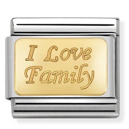 Nomination Classic Link with 'I Love Family' in Yellow Gold Tone